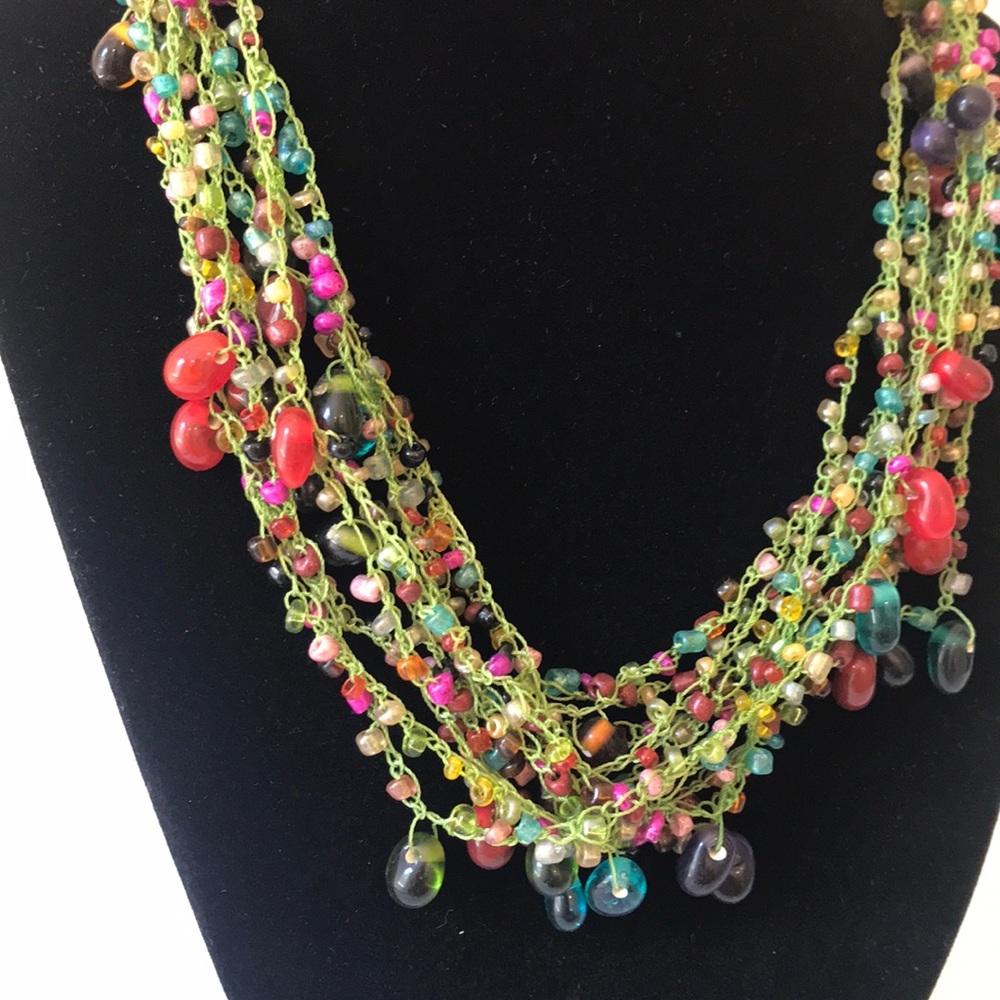 Multi Colored Beaded Statement Necklace - image 2